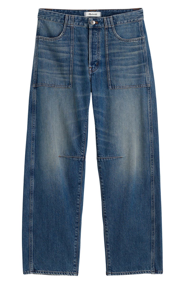 Madewell Curvy Darted Barrel Leg Jeans, Alternate, color, Irmo Wash