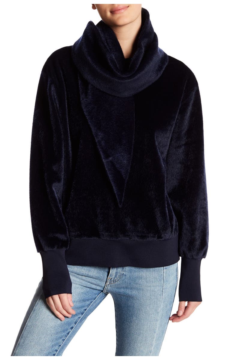 TOV Faux Fur Sweatshirt Scarf Set, Main, color,