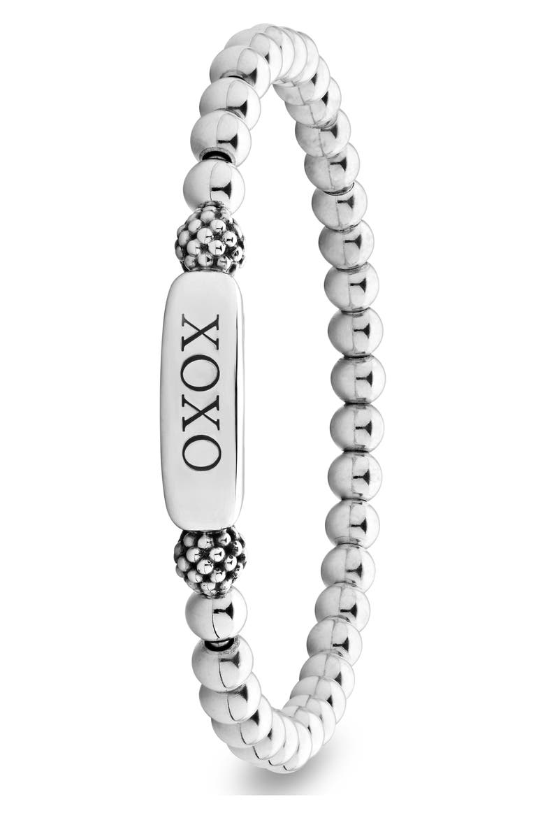 Signature Caviar Stretch Bracelet, Alternate, color, SILVER