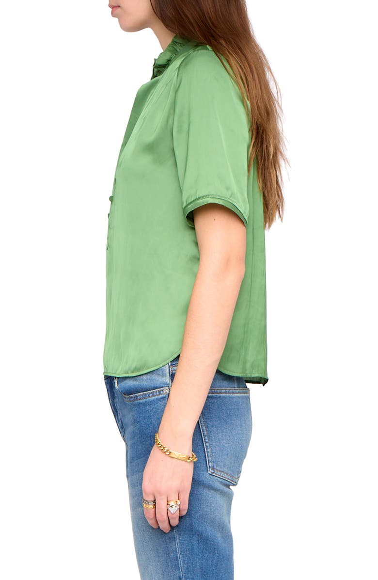 Zadig & Voltaire Topher Ruffle Neck Satin Popover Top, Alternate, color, Verveine