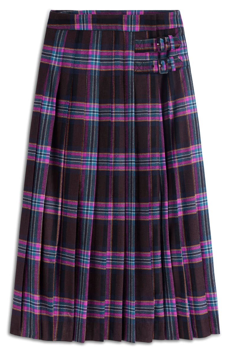 Boden Josephine Wool Blend Kilt Skirt, Alternate, color, Brown Blue/ Pink Check