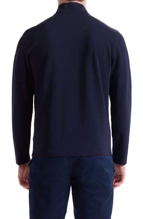 Bugatchi Solid Quarter Zip Pullover In Blue