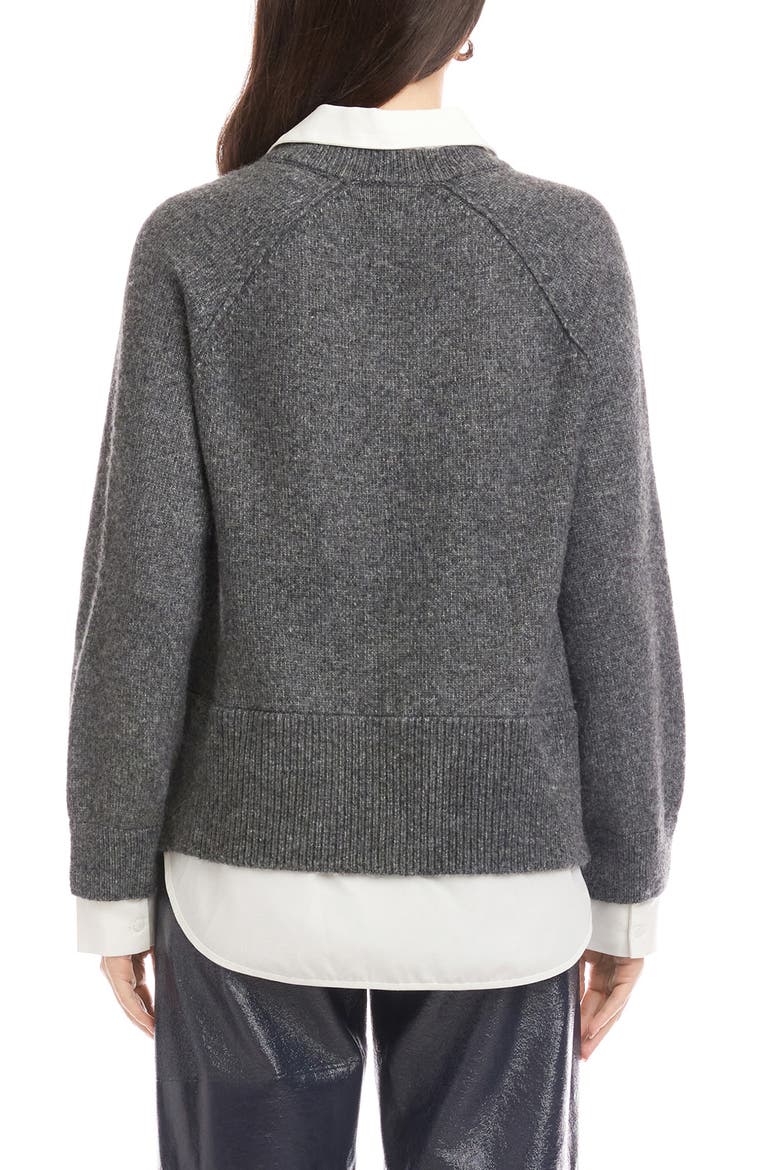 Carrie Mixed Media Layered Sweater, Alternate, color, CHARCOAL