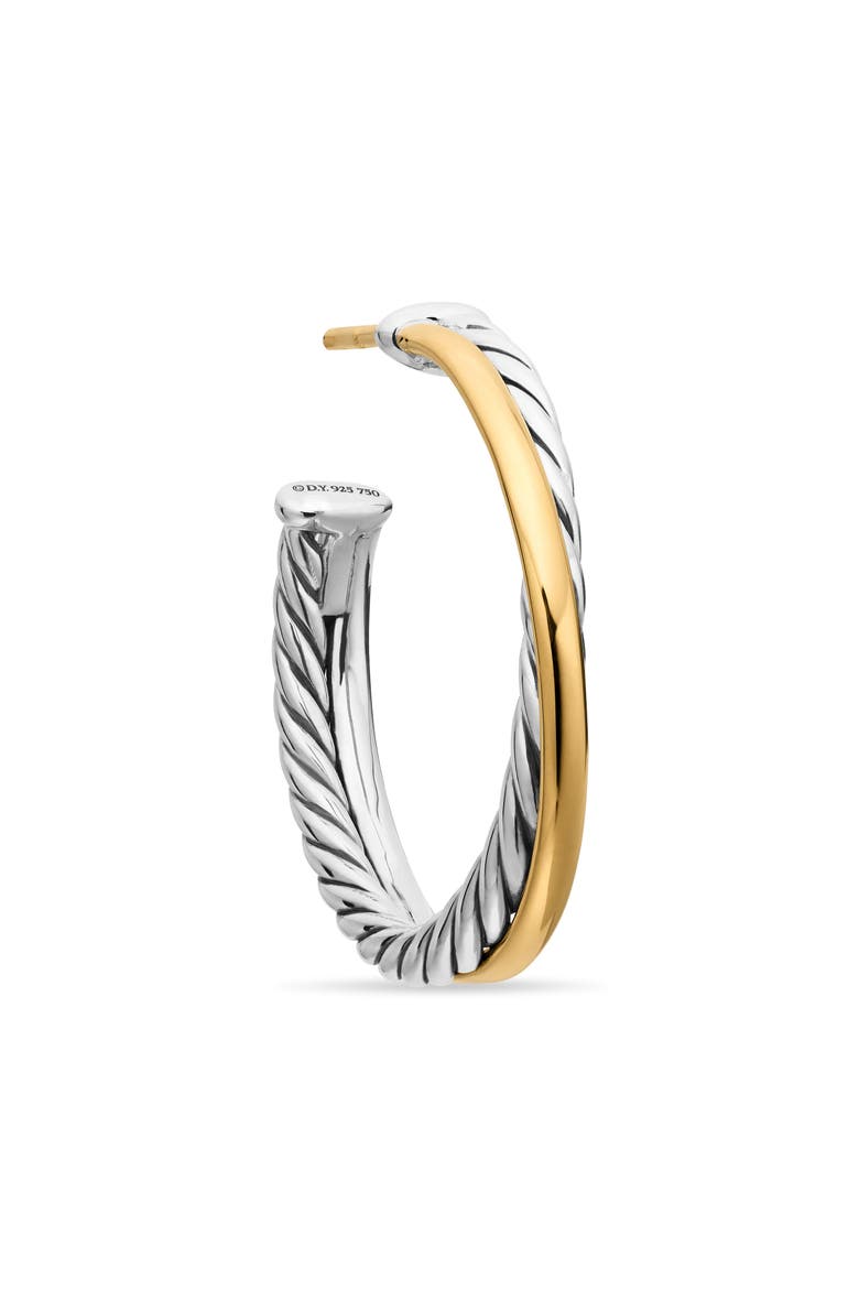 Crossover Medium Hoop Earrings, Alternate, color, SILVER/ GOLD