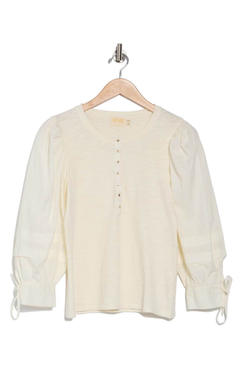 Nation LTD Dixie Poplin Sleeve Henley Top, Main, color,