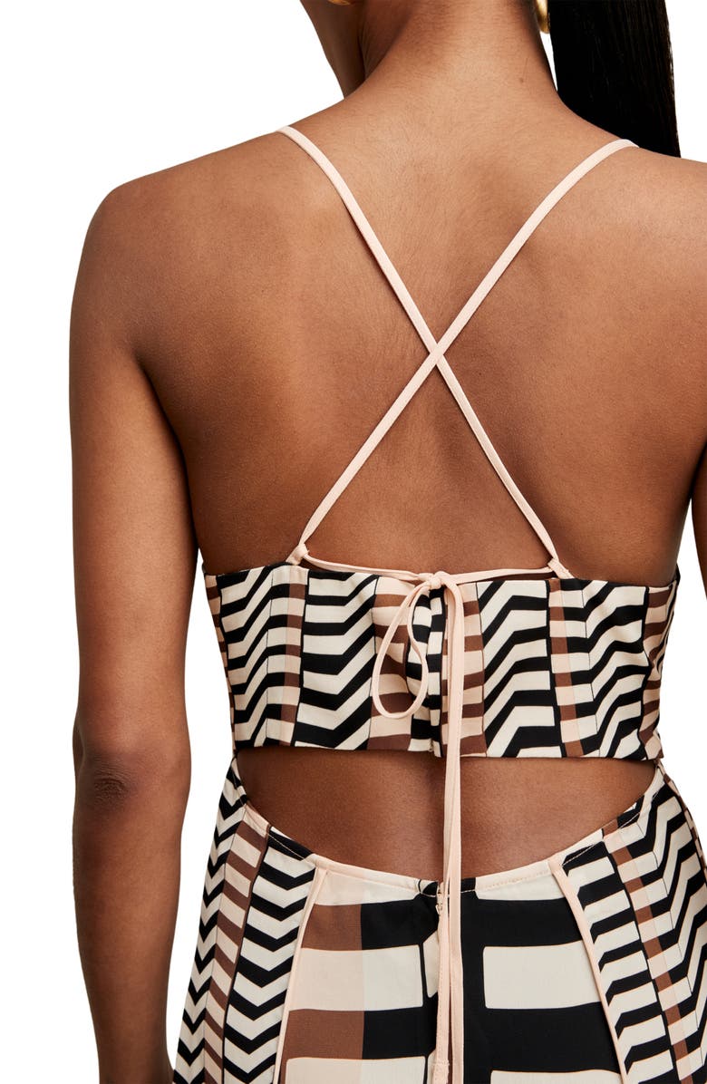 Reiss Georgie Stripe Midi Dress, Alternate, color, Black/ Brown