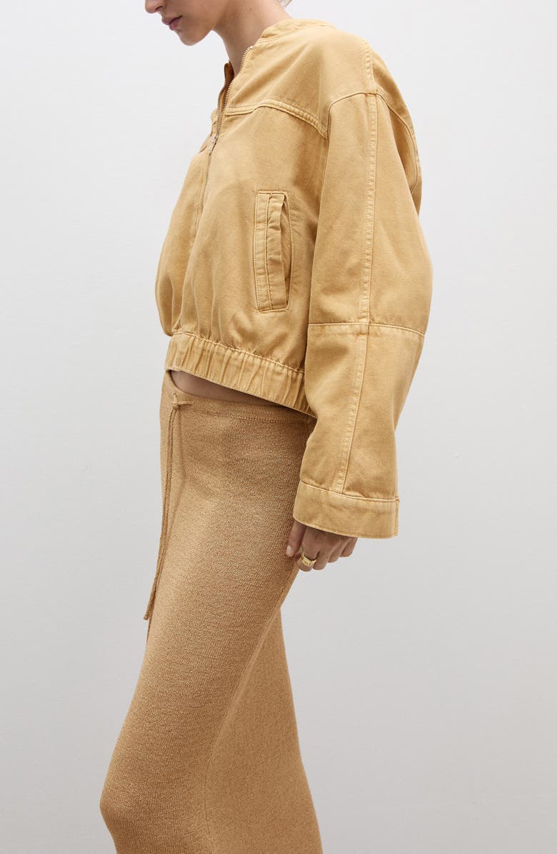 MANGO Drawstring Cotton Blend Knit Midi Skirt, Alternate, color,