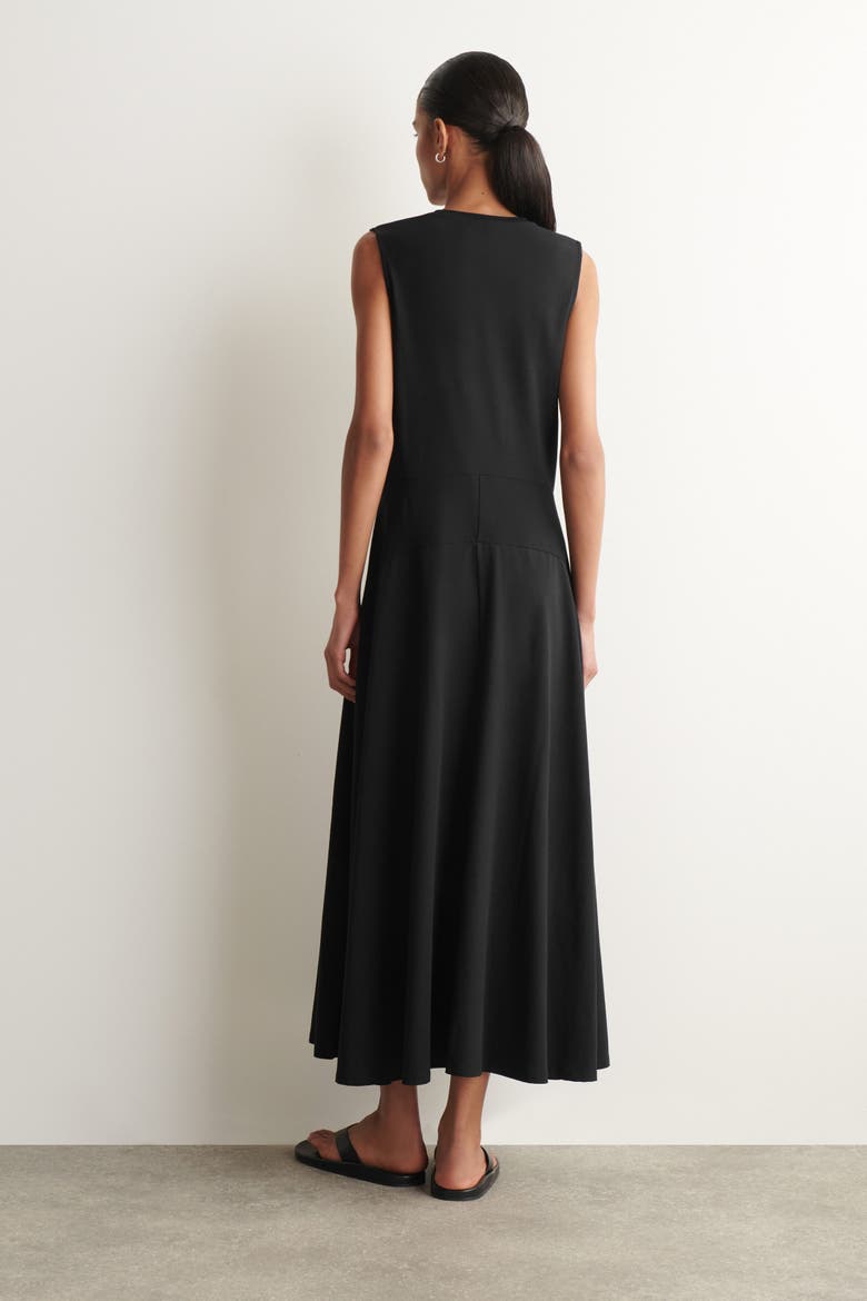 Sculptural Cotton-Jersey Midi Dress, Alternate, color, BLACK
