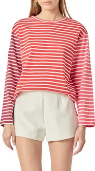 English Factory Colorblock Stripe Long Sleeve Cotton T-Shirt