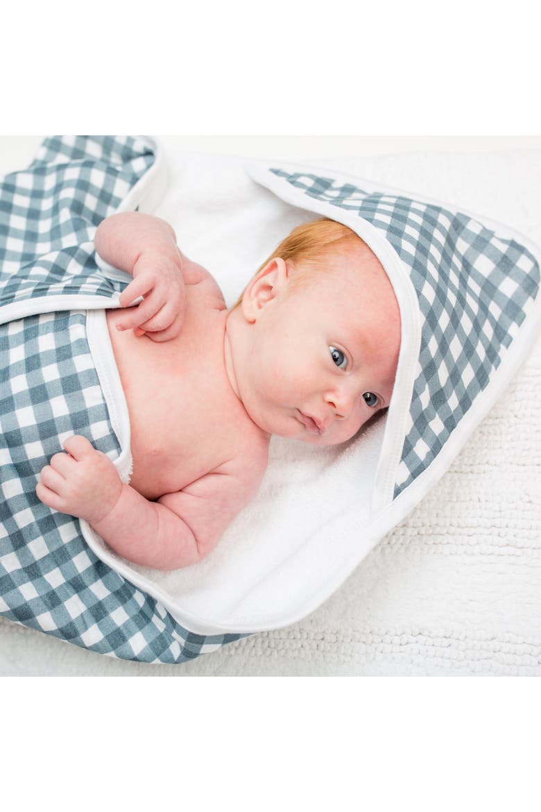 Hooded Towel, Alternate, color, Navy Gingham