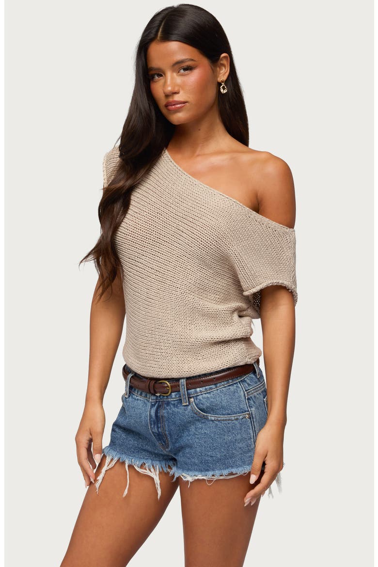 Naamo Off Shoulder Knit Top, Alternate, color, BEIGE