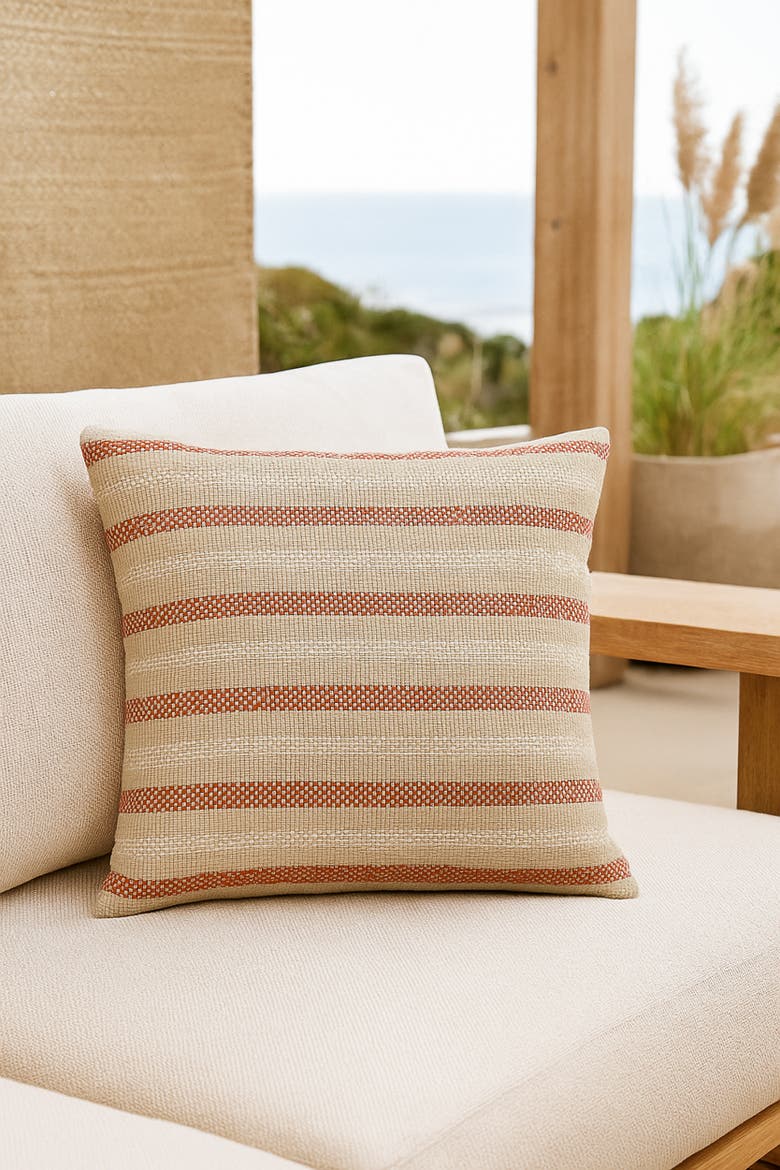 Marina Stripe Pillow, Alternate, color, Red