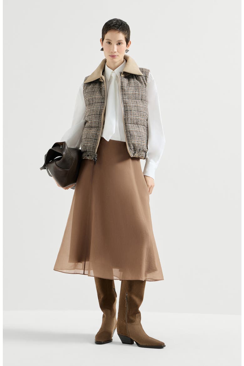 Crispy silk circle skirt, Alternate, color, Brown