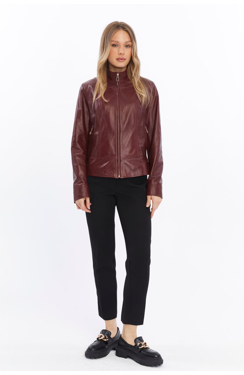 Furniq UK Blythe Leather Jacket, Alternate, color, Black