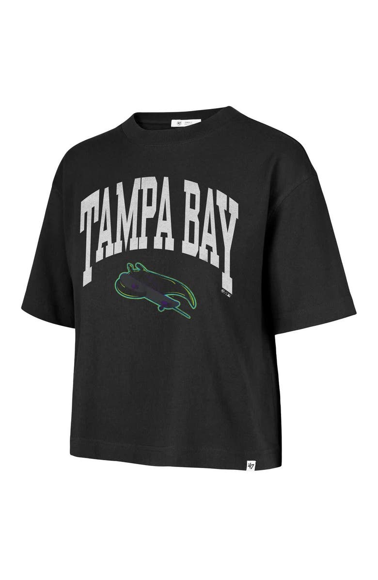 '47 Women's '47  Black Tampa Bay Rays City Connect Shale Drop Shoulder Cropped T-Shirt, Alternate, color, 
