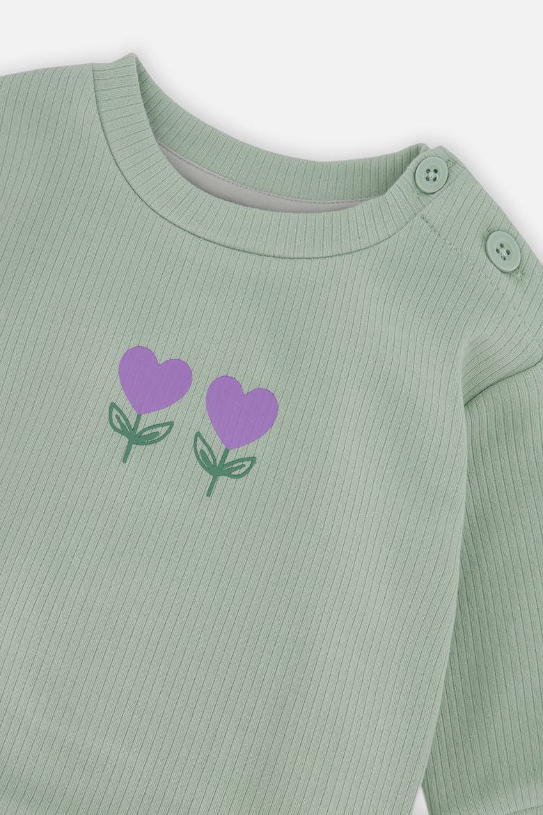 Heart Organic Cotton Coordinated Pants and Long Sleeve Top Set, Alternate, color, Green and Beige Heart Print