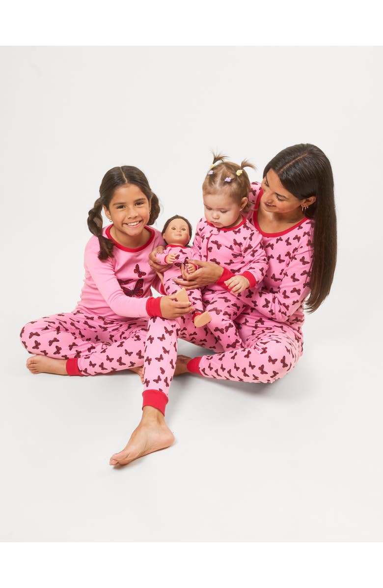 Leveret Kids Footed Cotton Matching Family Pajamas, Nature & Water Prints, Alternate, color, Butterfly