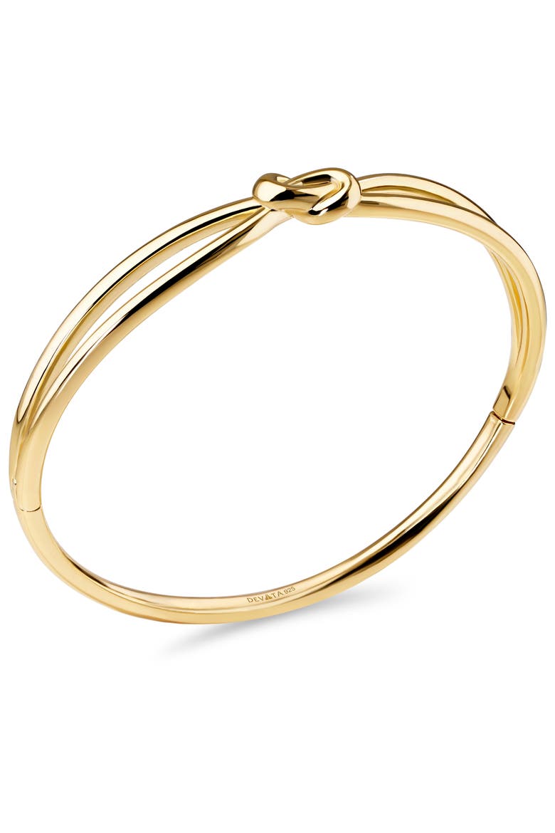 Love Knot Bangle Bracelet in Gold Plated Sterling Silver, Alternate, color, Yellow Gold