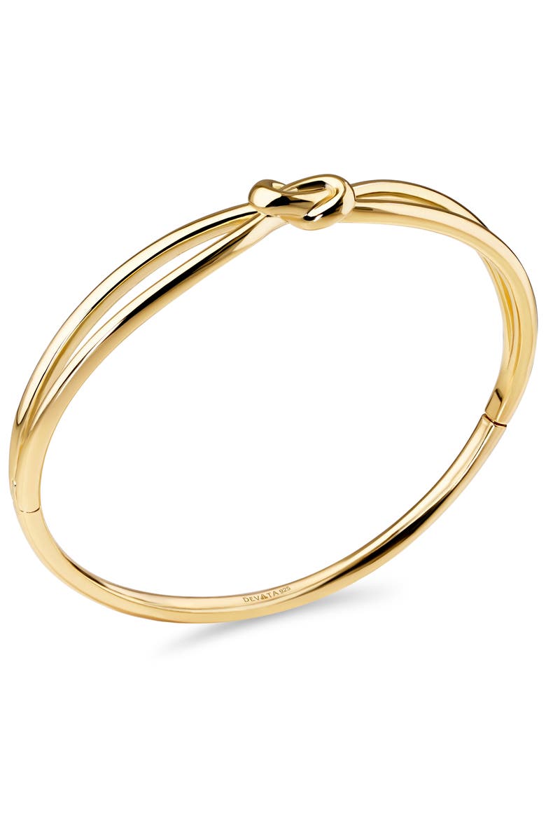 DEVATA Love Knot Bangle Bracelet in Gold Plated Sterling Silver, Alternate, color, Yellow Gold