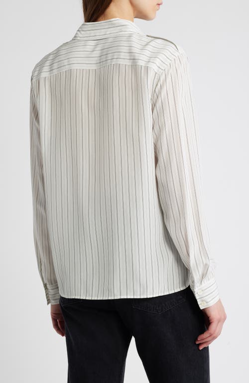 Frame Stripe Silk Button-up Shirt In Cream Multi
