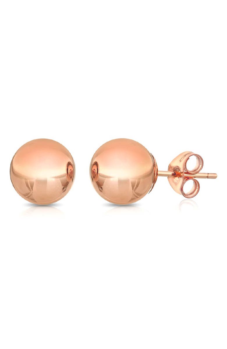 BEST SILVER 14K Rose Gold High Polish Ball Stud Earrings, Main, color, 
