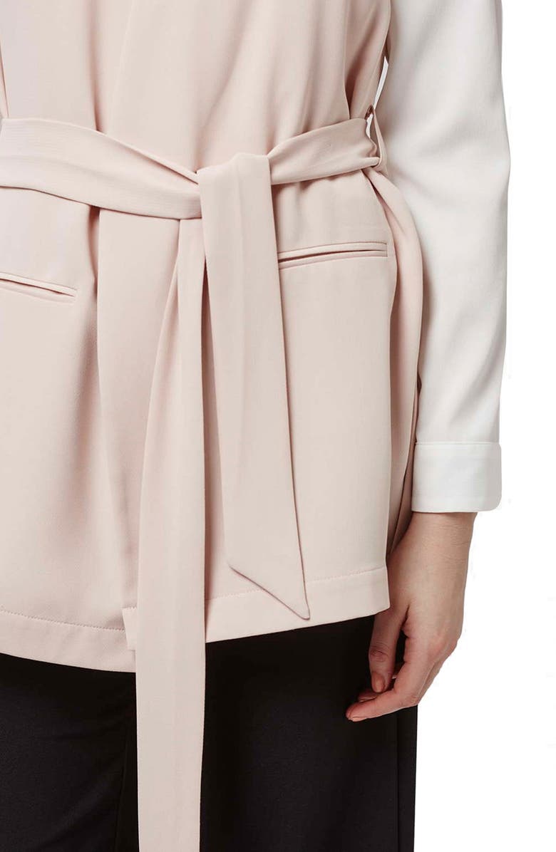 Topshop Sleeveless Belted Wrap Jacket, Alternate, color, 