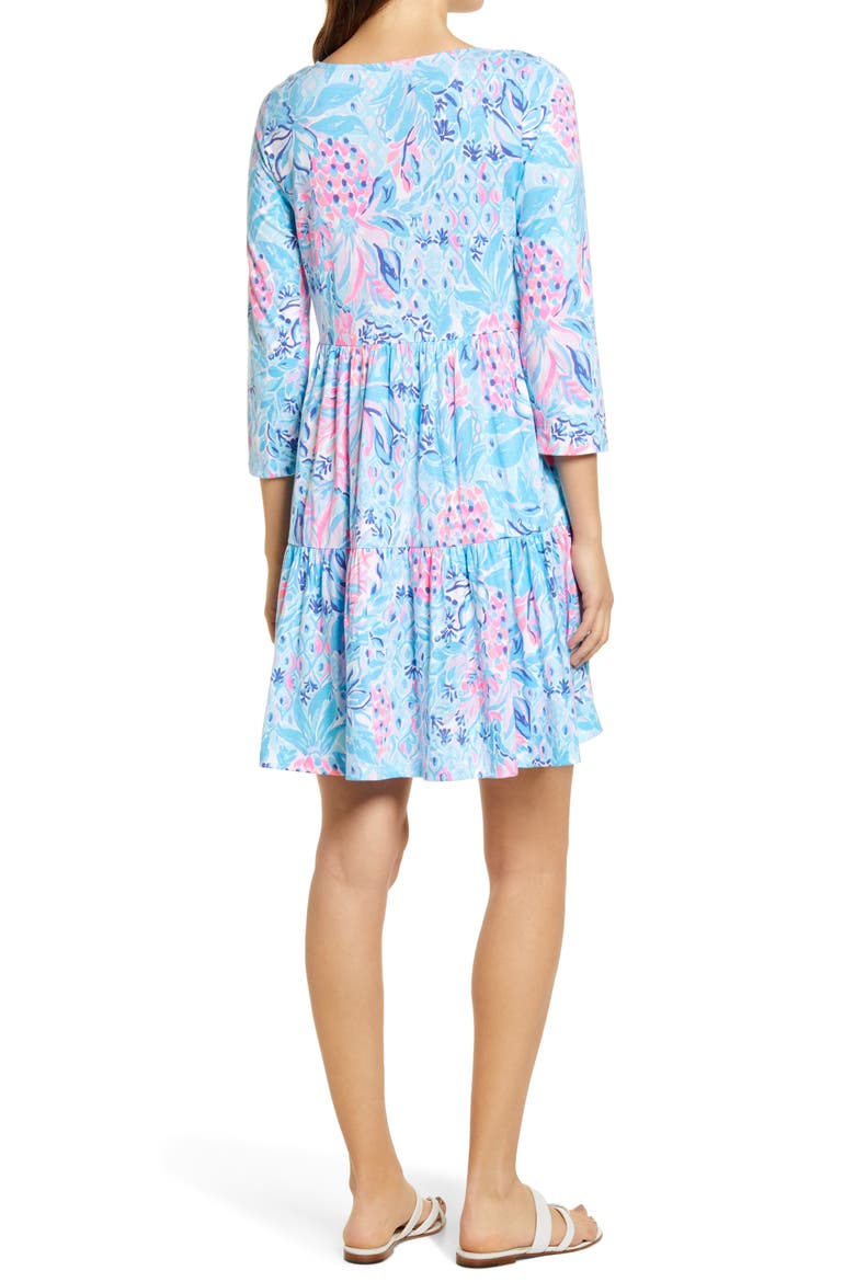 Geanna Print Long Sleeve Dress, Alternate, color, ZANZIBAR BLUE PARTY PRINCESS