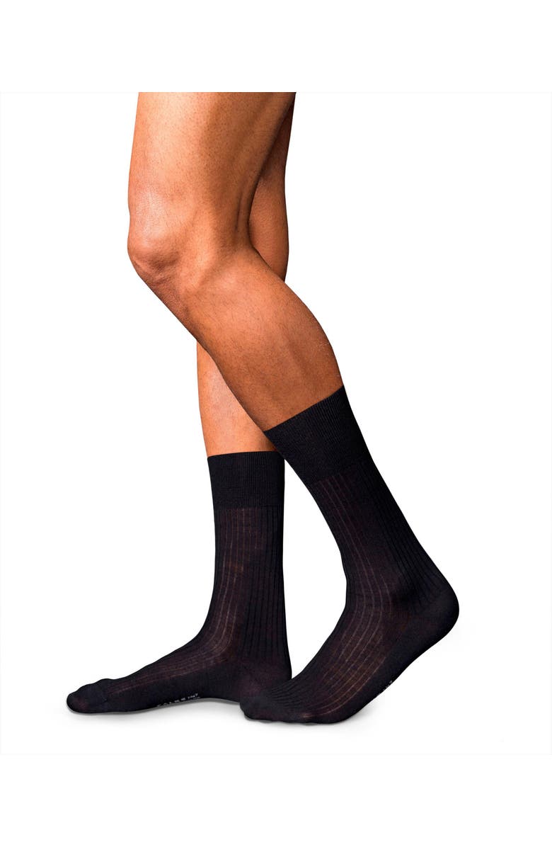 Falke No. 7 Merino Wool Luxury Crew Dress Socks, Alternate, color, Black
