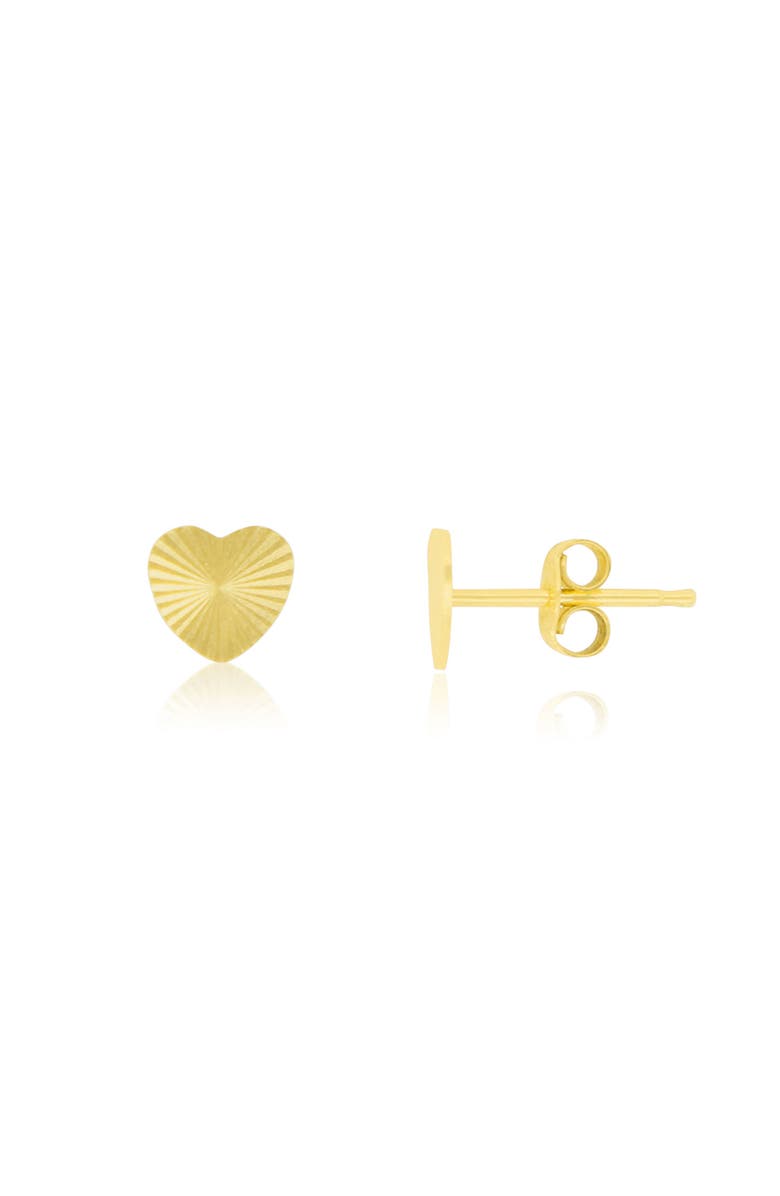 The Lovery Fine Jewelry Fluted Heart Stud Earrings, Main, color, Yellow Gold