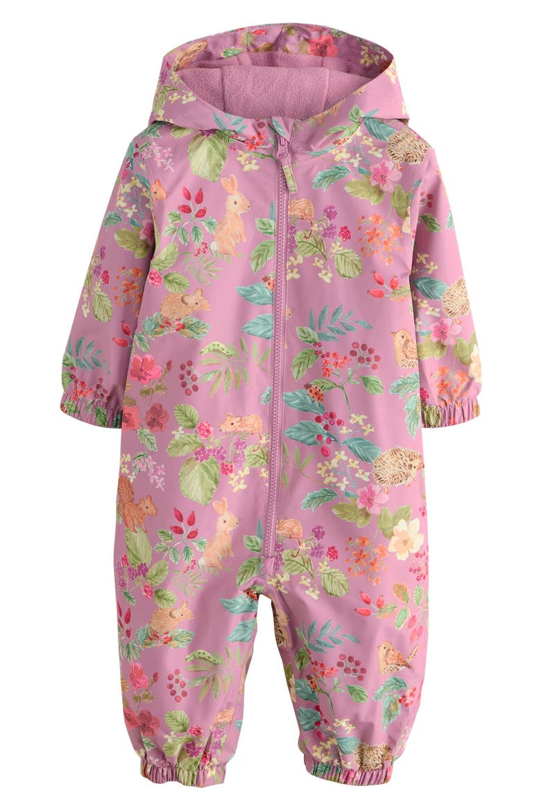 Kids' Floral Waterproof Hooded Romper, Main, color, PURPLE