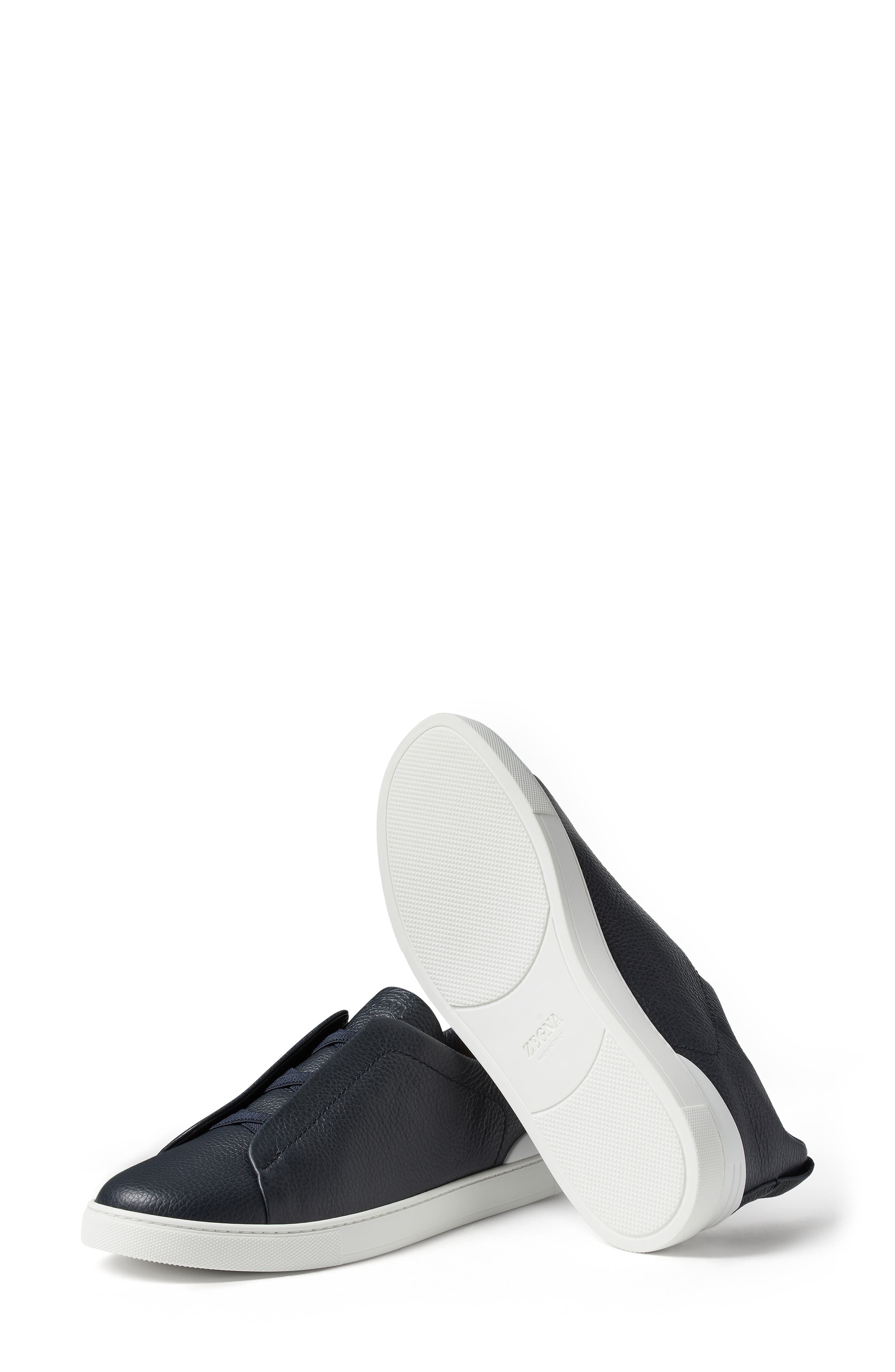 Triple Stitch™ Leather Slip-On Sneaker, Alternate, color, NAVY