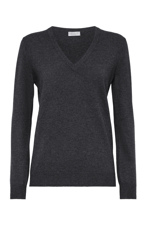 Brunello Cucinelli Cashmere Sweater In Anthracite