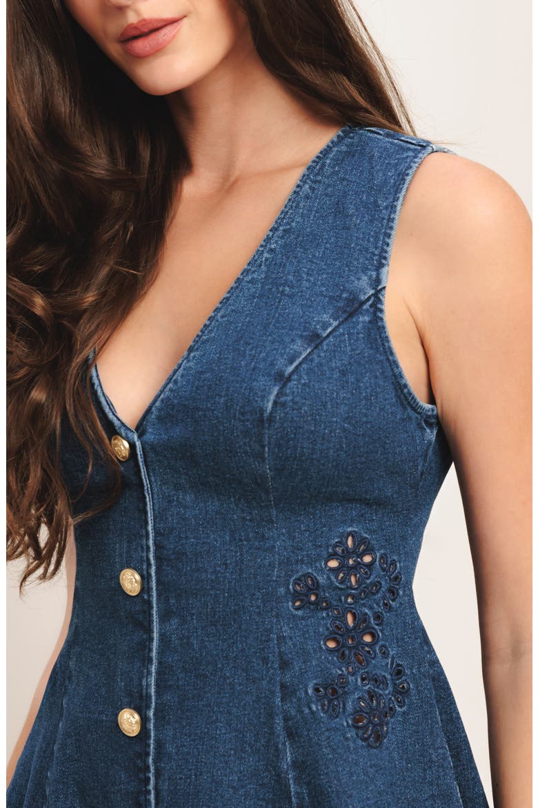 Denim Minidress, Alternate, color, MEDIUM INDIGO