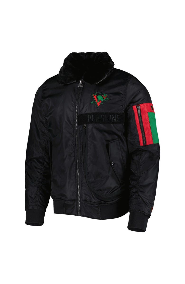 STARTER Men's Starter x Ty Mopkins Black Pittsburgh Penguins Black History Month Varsity Full-Zip Jacket, Alternate, color, Black