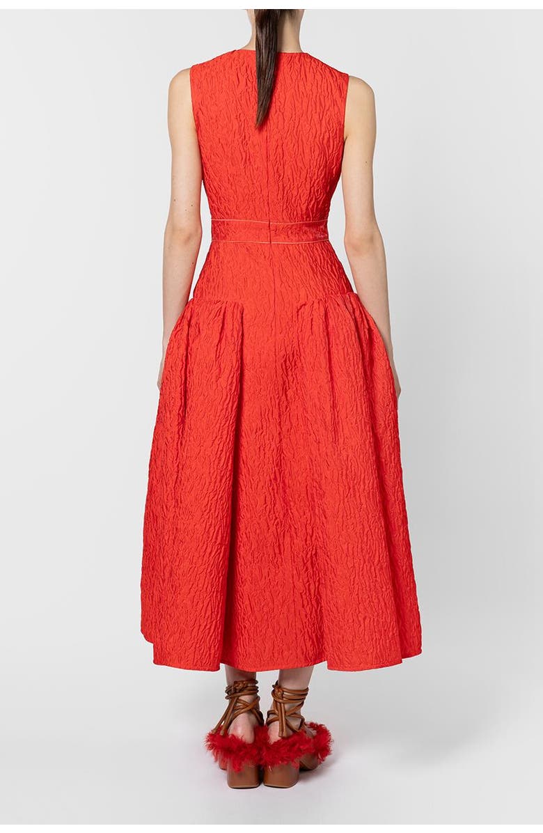 Roksanda Aya Cloque Midi Dress, Alternate, color, Rouge