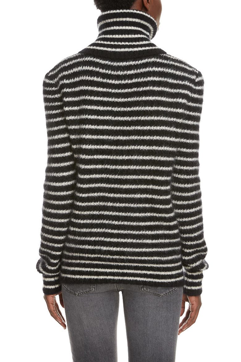 Stripe Turtleneck Sweater, Alternate, color, NOIR/ NATUREL