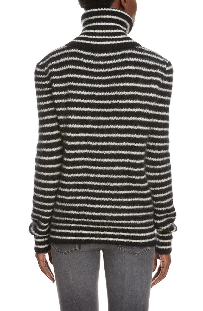Saint Laurent Stripe Turtleneck Sweater, Alternate, color, 