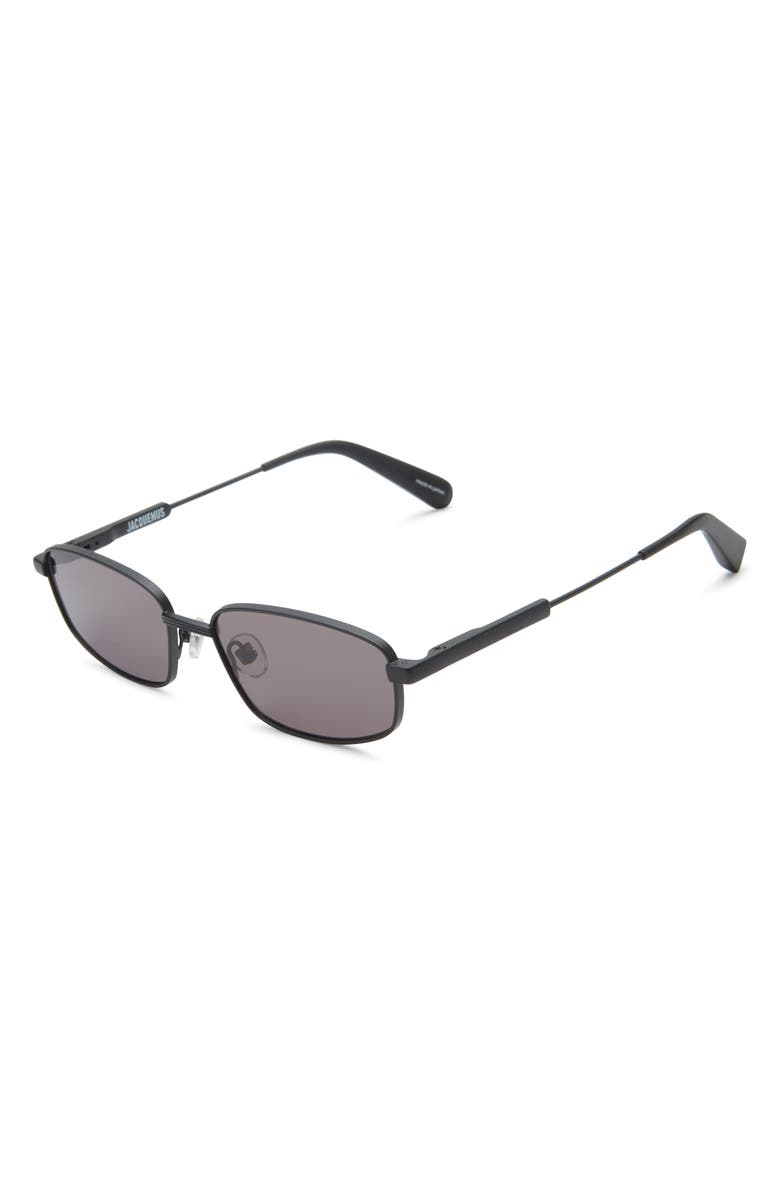 Jacquemus The Sera Aviator Sunglasses, Alternate, color, Matt Metallic Black/Black/Grey
