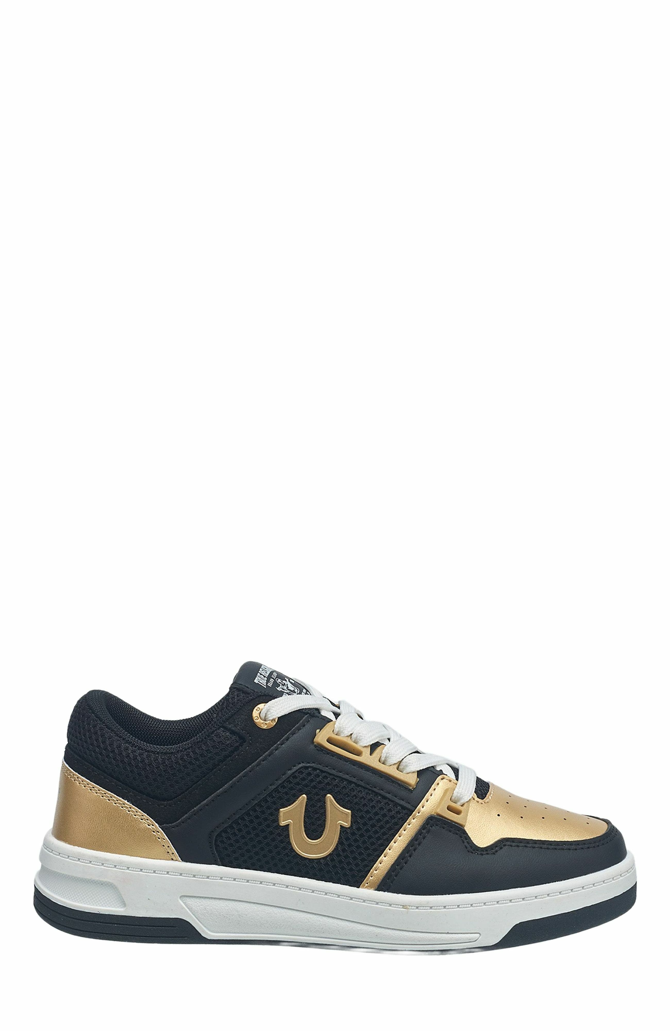 True Religion Boy's Trey Court Sneaker, Alternate, color, Black/Gold