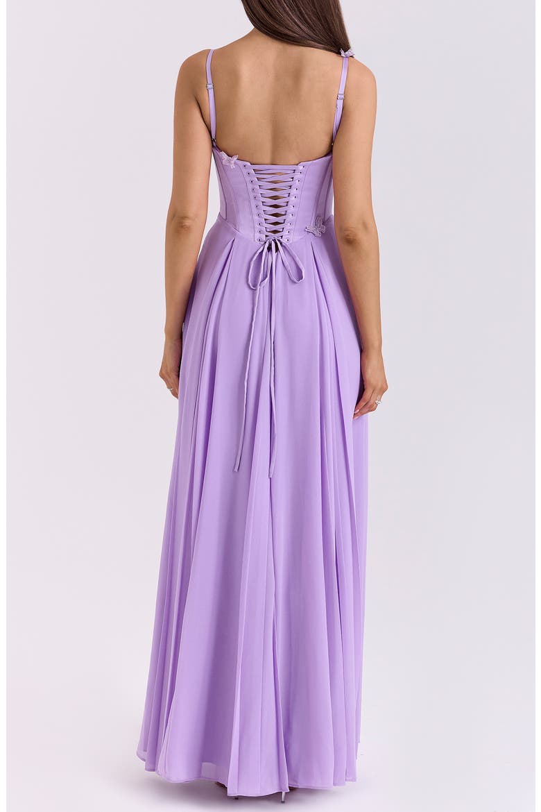 Pascha Butterfly Appliqué Corset Maxi Dress, Alternate, color, SHEER LILAC