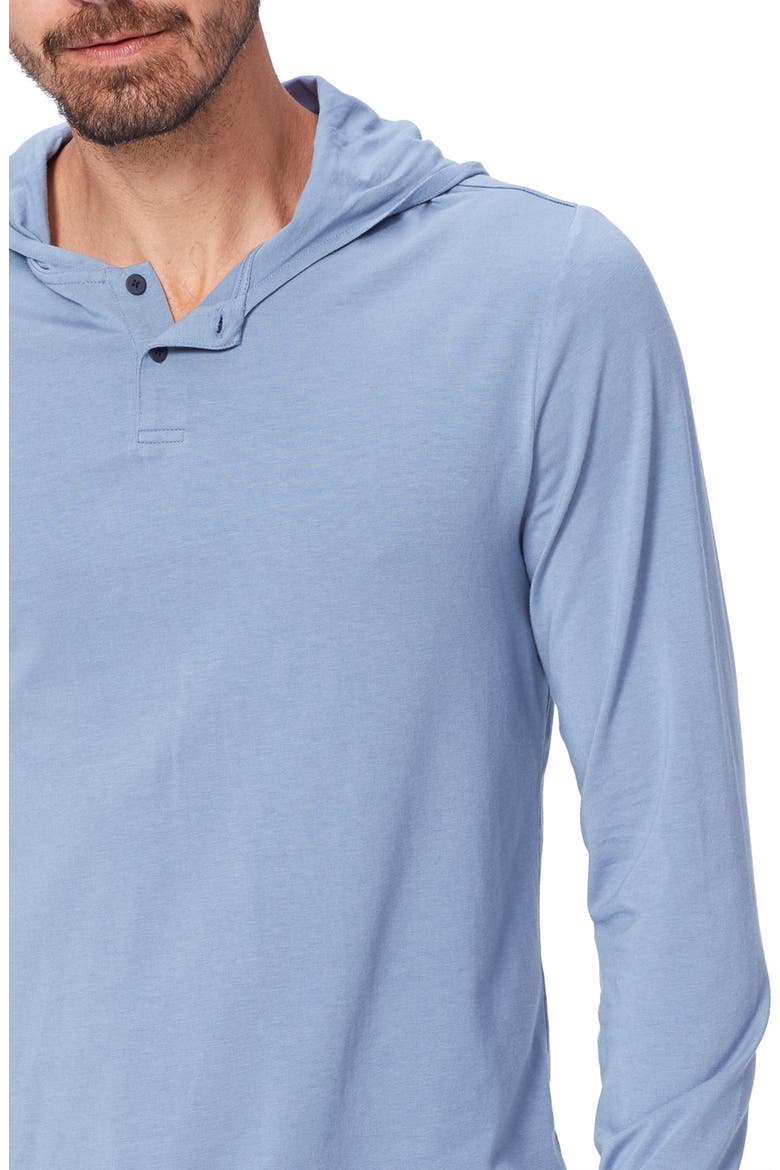 Logan Slub Henley Hoodie, Alternate, color, FLINT BLUE