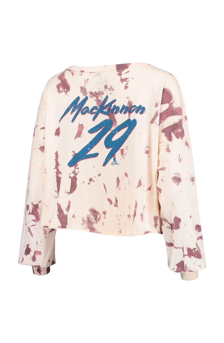 Majestic Threads Women's Majestic Threads Nathan MacKinnon White/Burgundy Colorado Avalanche Tie-Dye Name & Number V-Neck T-Shirt, Alternate, color, 