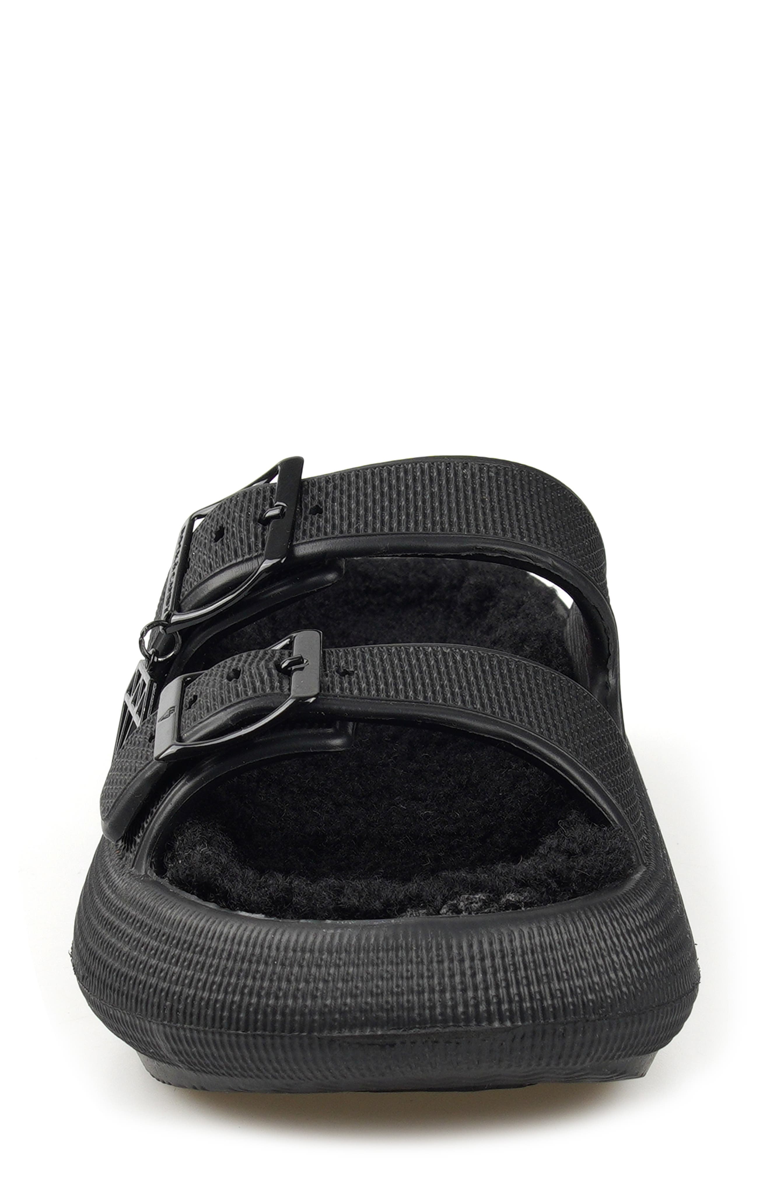 ROCK AND CANDY Faux Shearling Slide Sandal, Alternate, color, Black