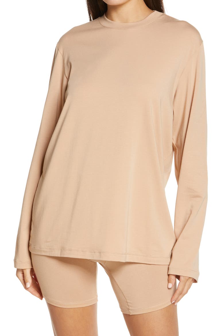 Boyfriend Long Sleeve T-Shirt, Main, color, CLAY