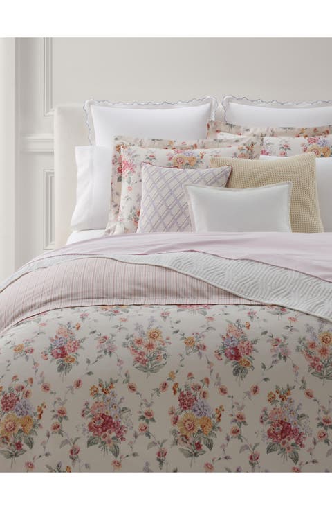 Selina Floral & Stripe Reversible Sateen Duvet Cover & Sham Set