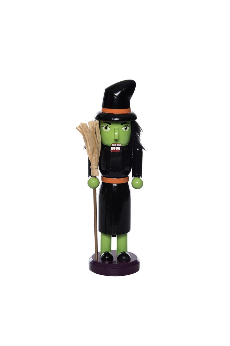 Witch Nutcracker Wooden Figurine, Main, color, Green