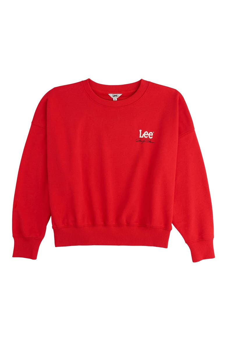 Graphic Crewneck Sweatshirt, Alternate, color, HIGH RISK RED