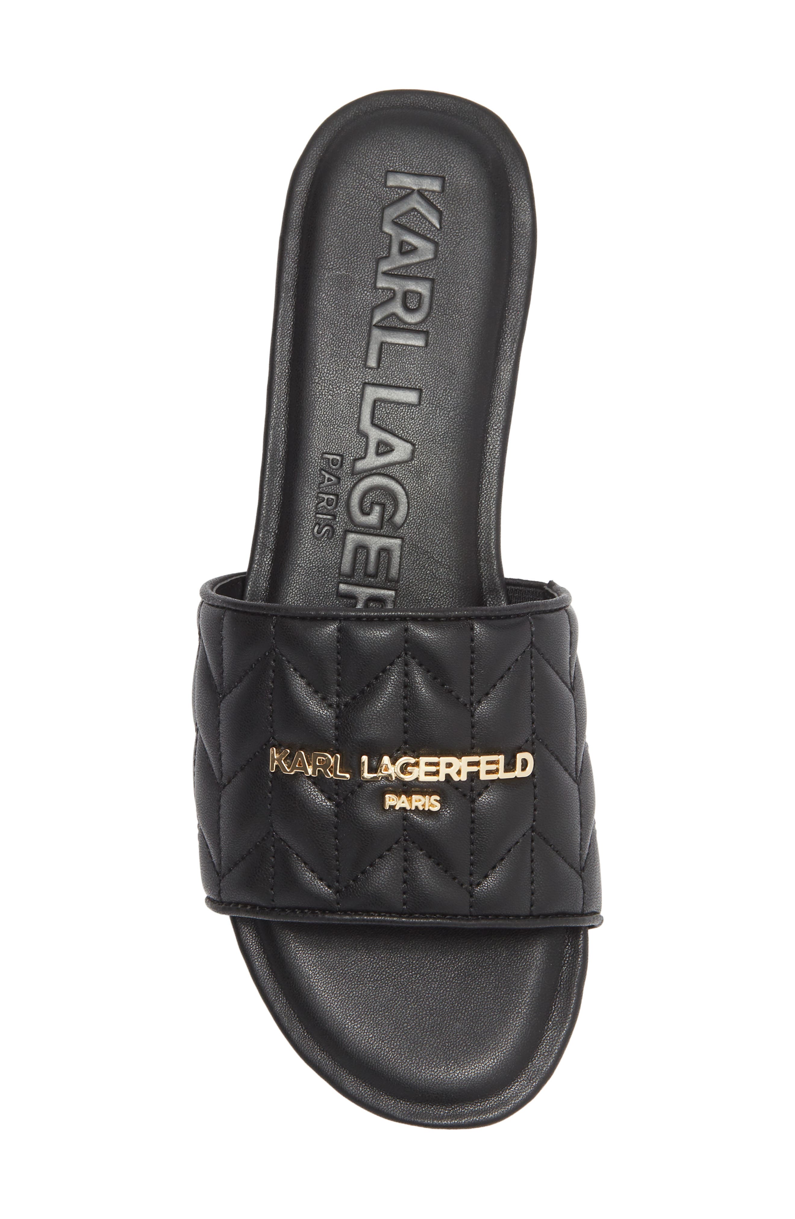 KARL LAGERFELD PARIS Cati Quilted Slide Sandal, Alternate, color, Black