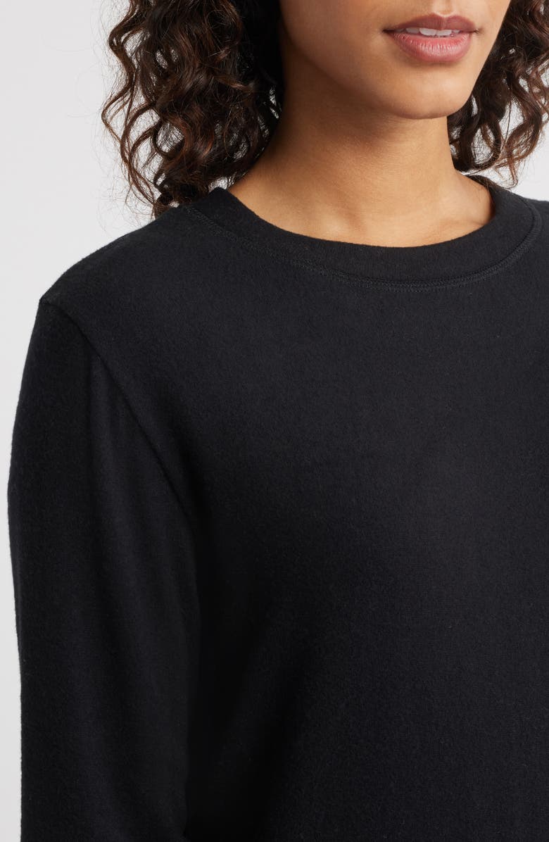 Loveappella Brushed Jersey Crewneck Top, Alternate, color, Black