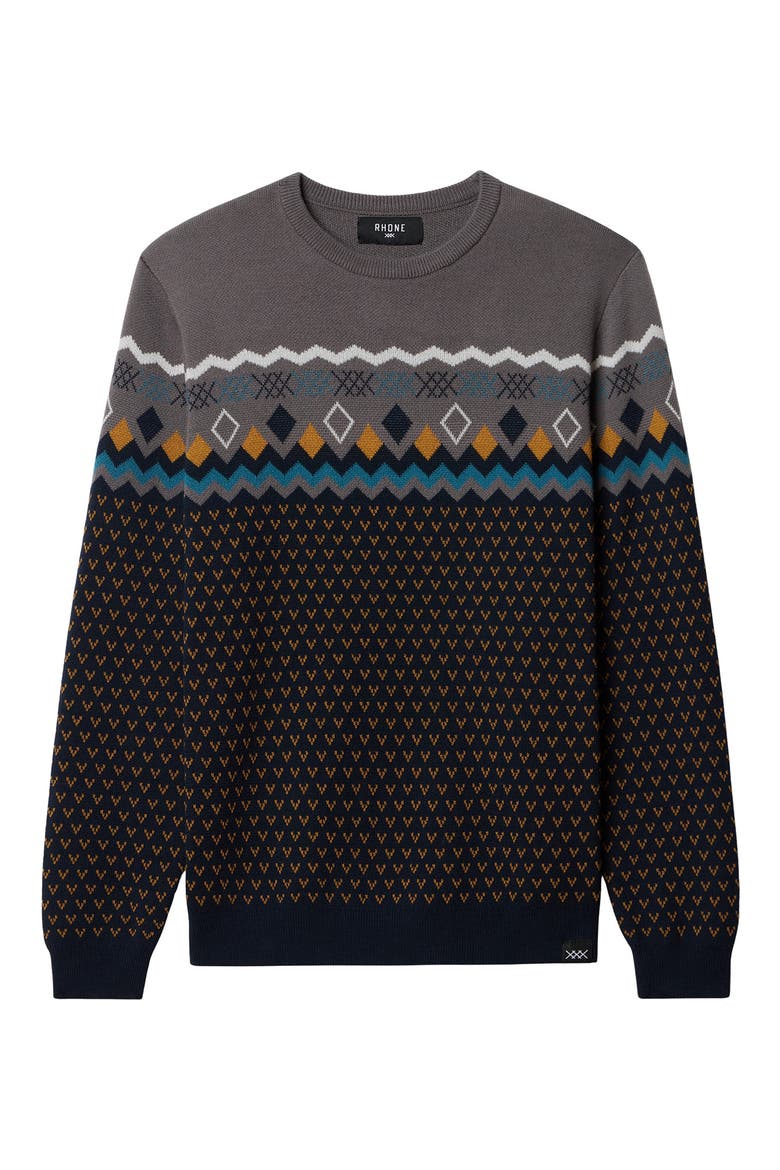 Fair Isle Crewneck Sweater, Alternate, color, SMOKED PEARL